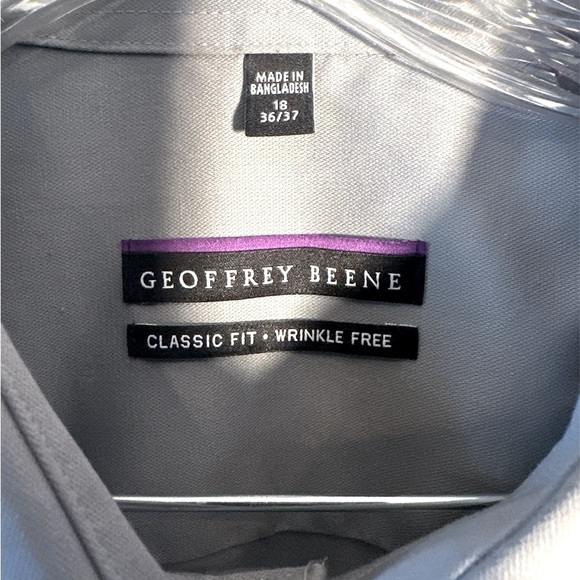 Geoffrey Beene Dress Shirt Cotton Blend Solid Gray Size 18 36/37 - Picture 4 of 7